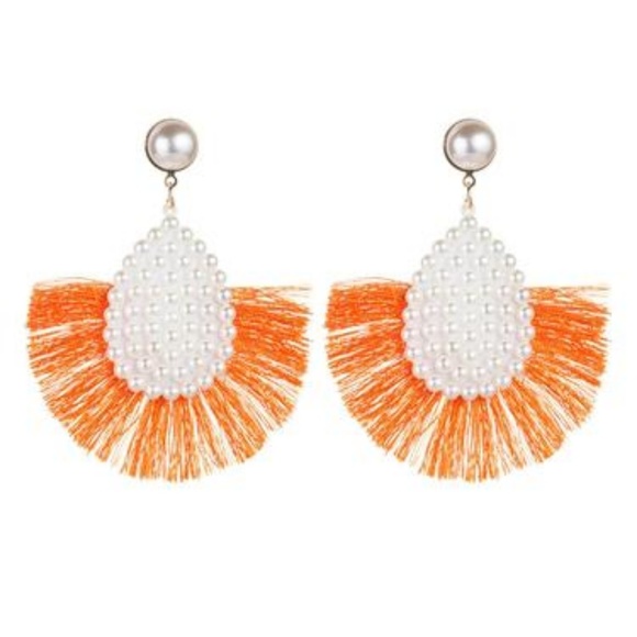Fashion Jewelry Jewelry - EARRINGS ORANGE WITH PEARLS BEAUTIFUL!!